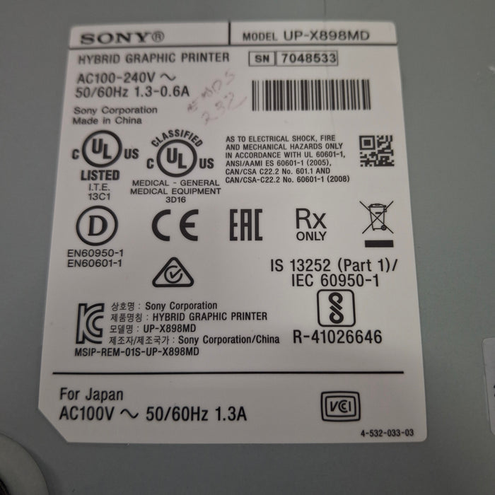Sony Sony UP-X898MD Hybrid Graphic Printer CR and Imagers reLink Medical
