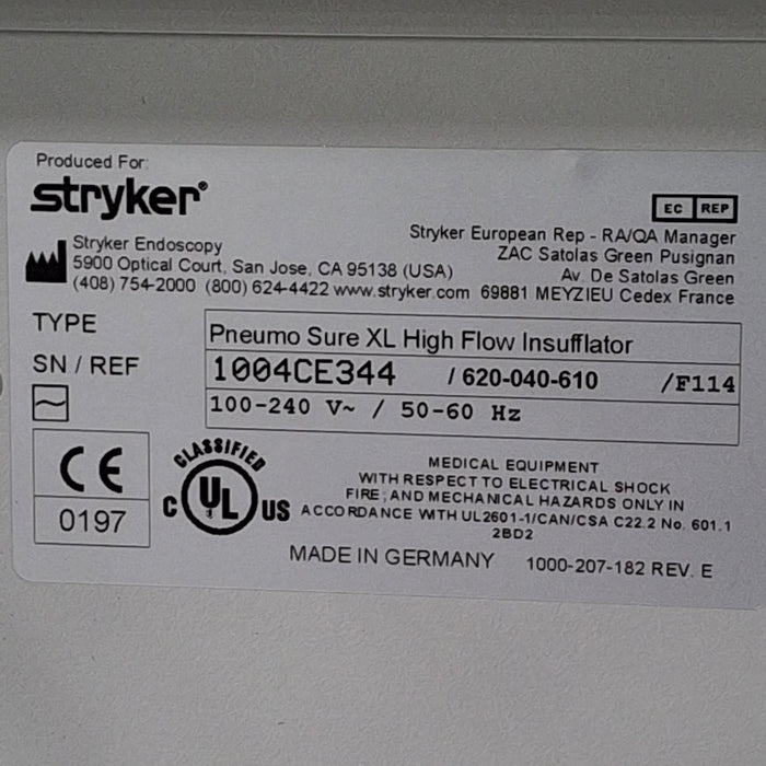 Stryker Stryker 620-040-610 Pneumo Sure XL High Flow Insufflator Rigid Endoscopy reLink Medical