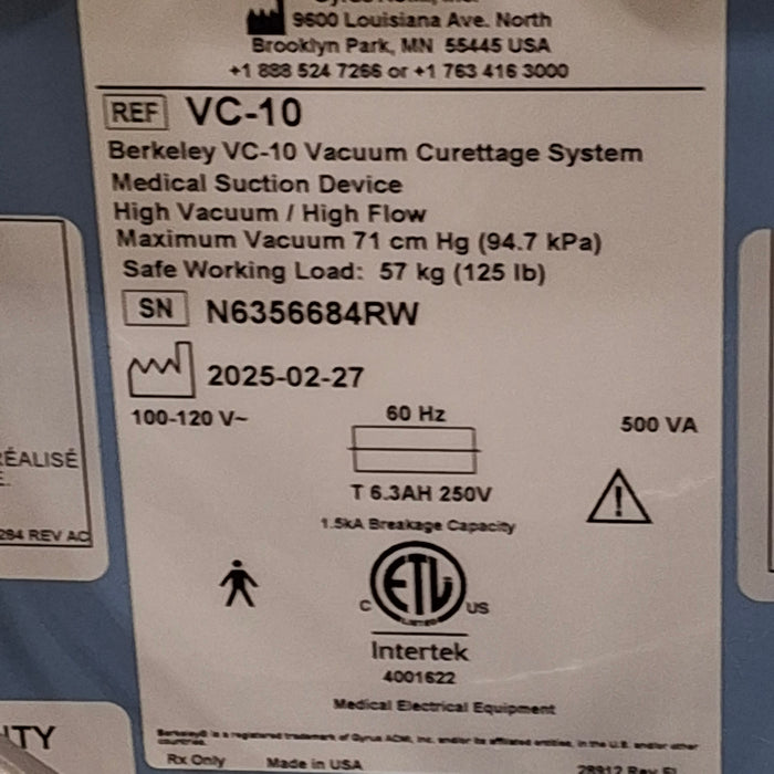 Gyrus Acmi, Inc. Berkeley VC-10 Vacuum Curettage System