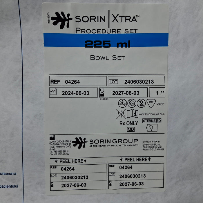 Sorin Group USA, Inc. Sorin Group USA, Inc. 04264 Xtra 225ml Bowl Set Surgical Instruments reLink Medical