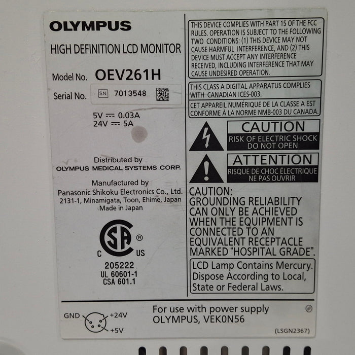 Olympus Olympus OEV261H 26" LCD Endoscopy Monitor Flexible Endoscopy reLink Medical