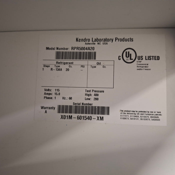 Kendro Labs Kendro Labs RPR5004A20 Laboratory Refrigerator Research Lab reLink Medical