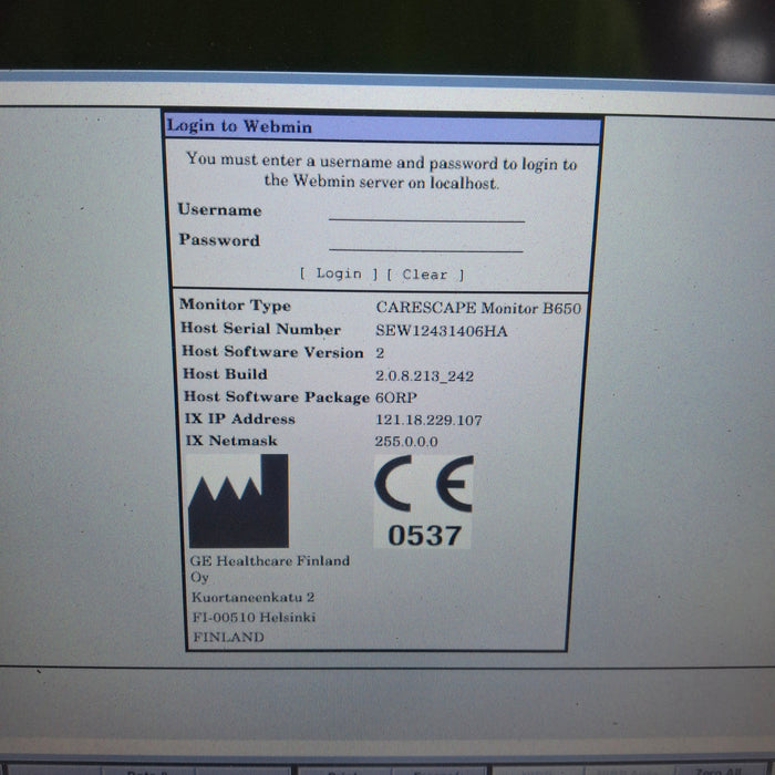 GE Healthcare Carescape B650 Anesthesia Care Patient Monitor