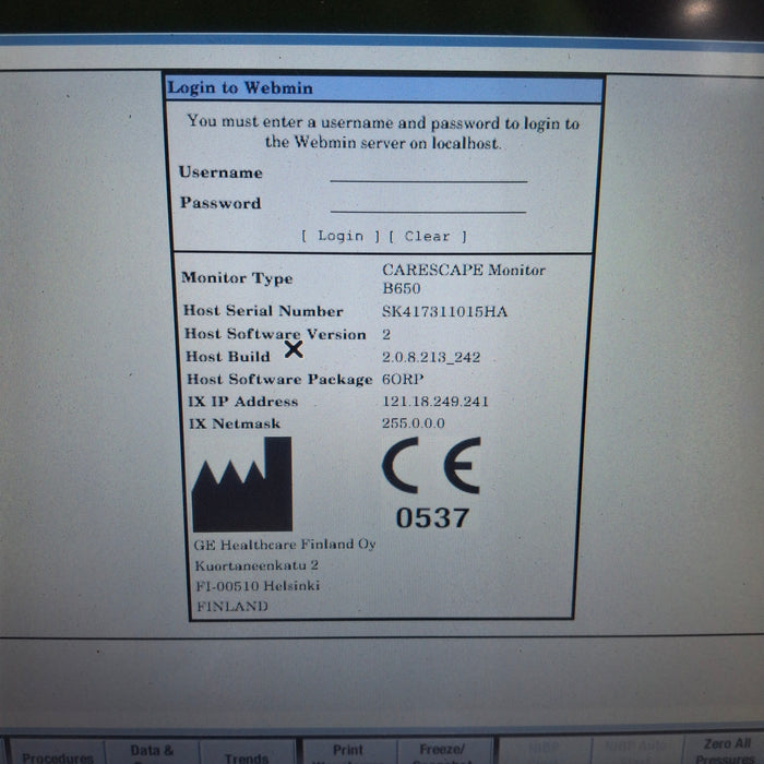 GE Healthcare Carescape B650 Anesthesia Care Patient Monitor