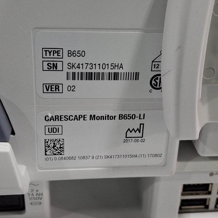 GE Healthcare Carescape B650 Anesthesia Care Patient Monitor