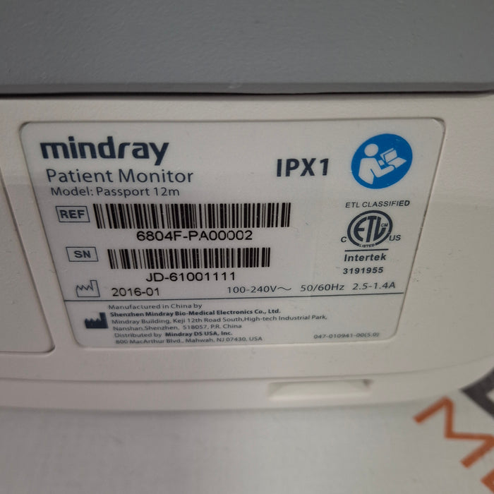 Mindray Passport 12M Patient Monitor