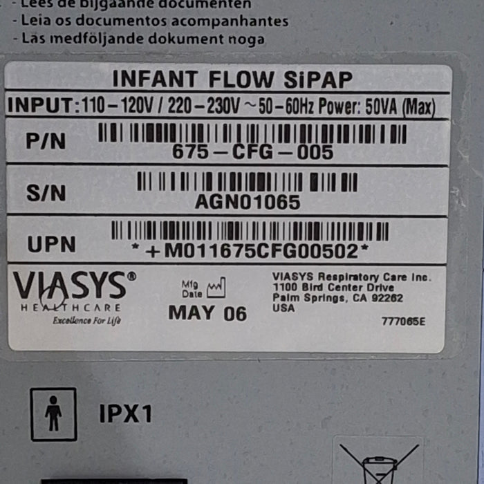 Viasys Healthcare Viasys Healthcare Infant Flow SiPAP Ventilator Respiratory reLink Medical