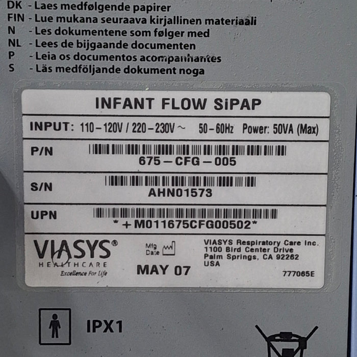 Viasys Healthcare Viasys Healthcare Infant Flow SiPAP Ventilator Respiratory reLink Medical