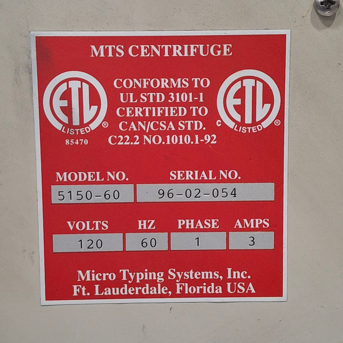 Ortho Diagnostic Systems Inc. Ortho Diagnostic Systems Inc. MTS 5150-60 Centrifuge Centrifuges reLink Medical