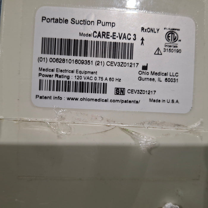 Ohio Medical Corporation Care-E-Vac 3 Portable Suction System