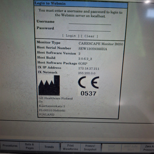 GE Healthcare GE Healthcare Carescape B650 Anesthesia Care Patient Monitor Patient Monitors reLink Medical