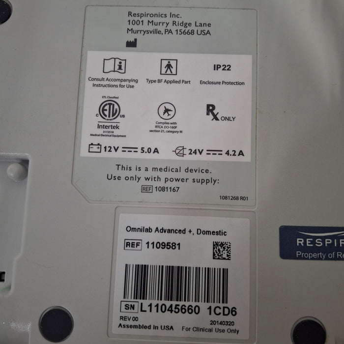 Philips Philips Respironics OmniLab Advanced + System One Ventilator Respiratory reLink Medical