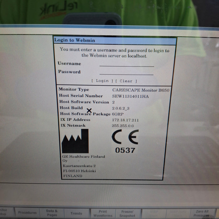 GE Healthcare GE Healthcare Carescape B650 Anesthesia Care Patient Monitor Patient Monitors reLink Medical