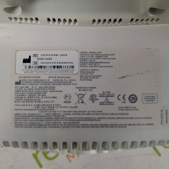 GE Healthcare GE Healthcare Dash 4000 - GE/Nellcor SpO2 Patient Monitor Patient Monitors reLink Medical