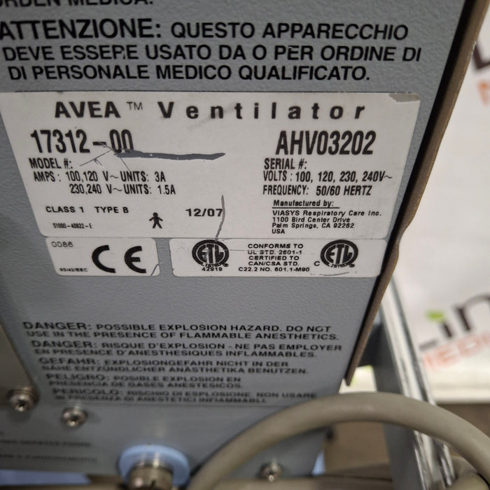 CareFusion CareFusion Avea Ventilator Respiratory reLink Medical