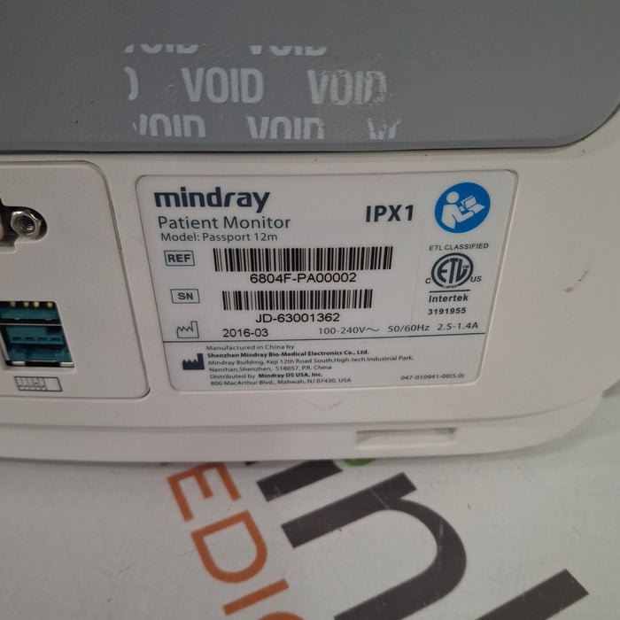 Mindray Mindray Passport 12M Patient Monitor w/Module Patient Monitors reLink Medical