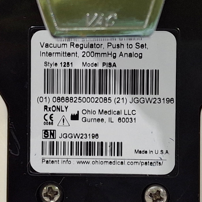 Ohio Medical Corporation Ohio Medical Corporation Vacuum Regulator Respiratory reLink Medical