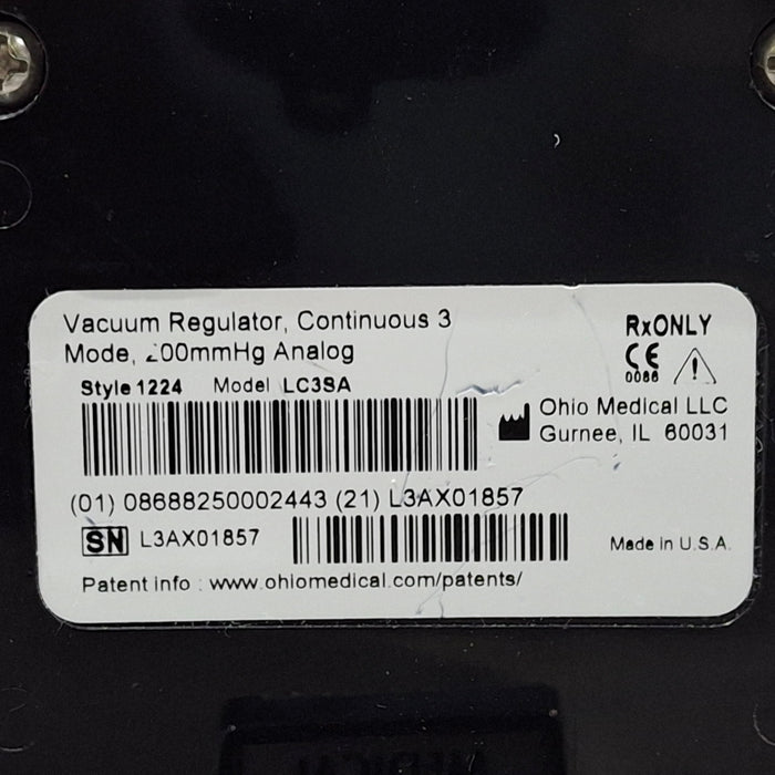 Ohio Medical Corporation Vacuum Regulator