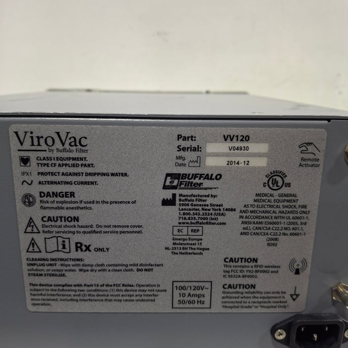Buffalo Filter Buffalo Filter ViroVac Smoke Evacuation System Surgical Equipment reLink Medical