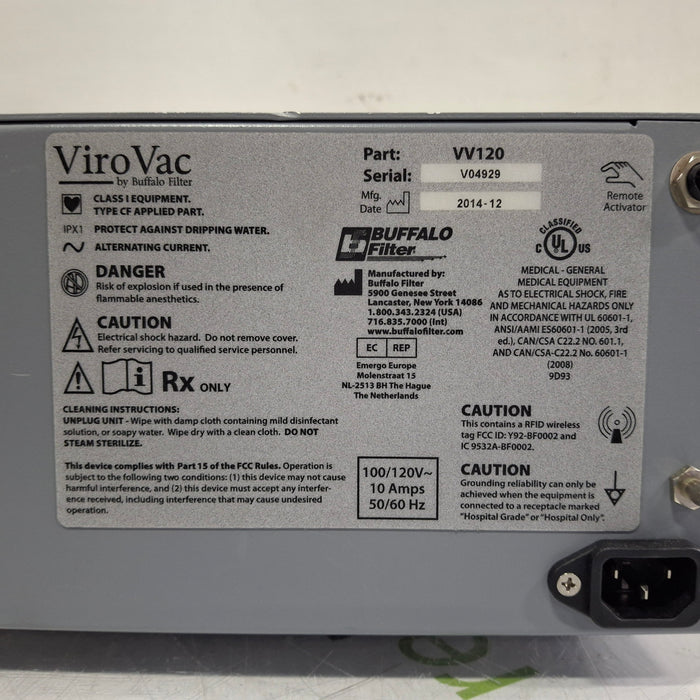 Buffalo Filter Buffalo Filter ViroVac Smoke Evacuation System Surgical Equipment reLink Medical