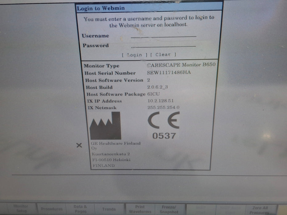 GE Healthcare Carescape B650 Patient Monitor