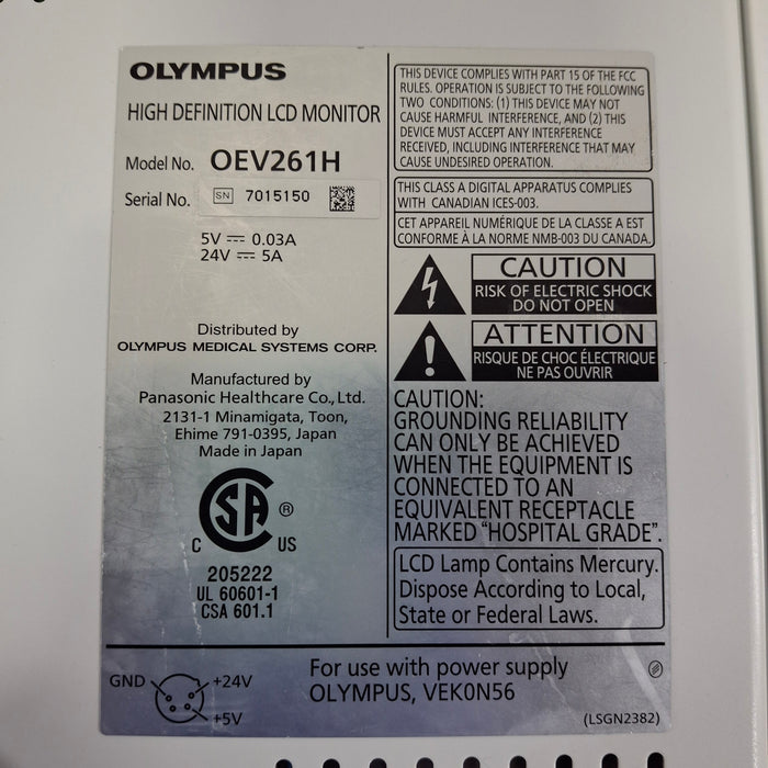 Olympus Olympus OEV261H 26" LCD Endoscopy Monitor Flexible Endoscopy reLink Medical