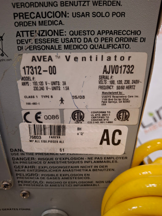 CareFusion CareFusion Avea Ventilator Respiratory reLink Medical