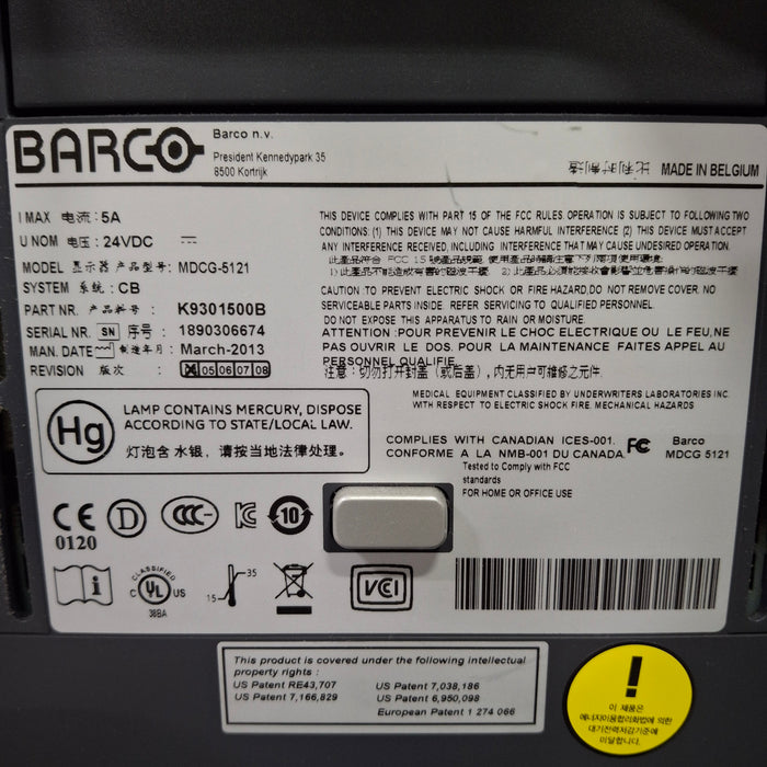 Barco Barco MDCG-5121 Greyscale Monitor X-Ray Equipment reLink Medical