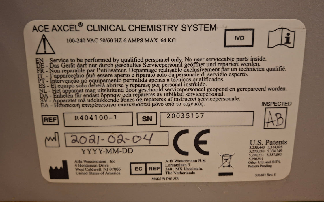 Alfa Wassermann Alfa Wassermann ACE Axcel Clinical Chemistry System Clinical Lab reLink Medical