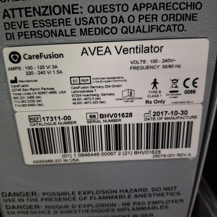 CareFusion CareFusion Avea Ventilator Respiratory reLink Medical