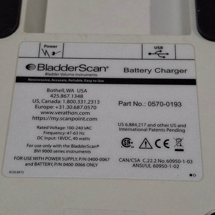 Verathon Medical, Inc Verathon Medical, Inc BladderScan 0570-0193 Battery Charger Surgical Equipment reLink Medical