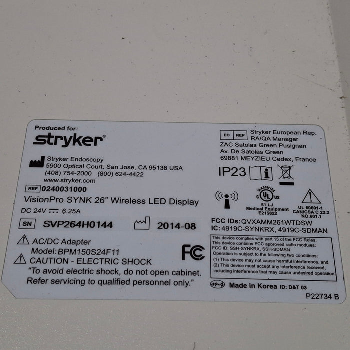 Stryker VisionPro 26" LED Display Monitor