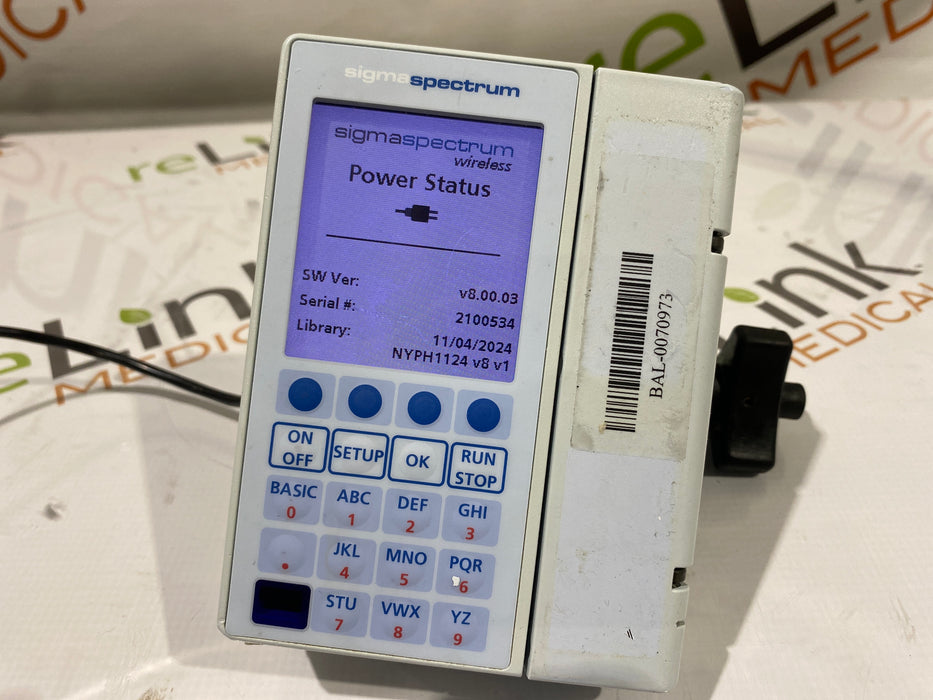 Baxter Sigma Spectrum 8.00.03 w/o Battery Infusion Pump
