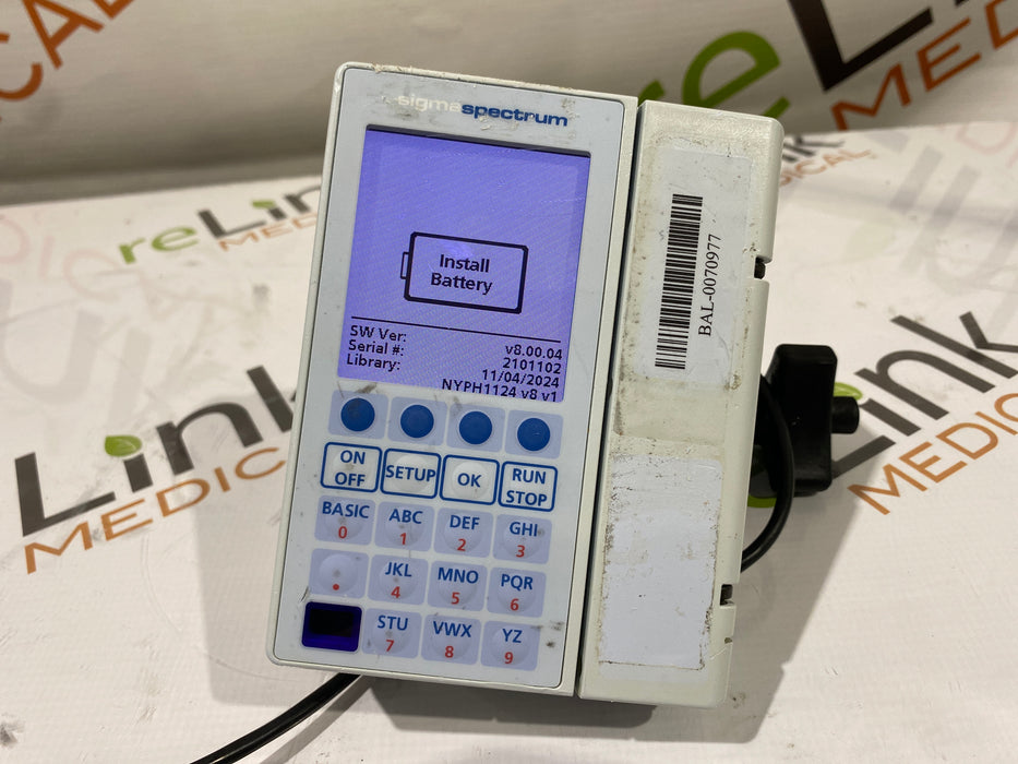 Baxter Sigma Spectrum 8.00.04 w/o Battery Infusion Pump