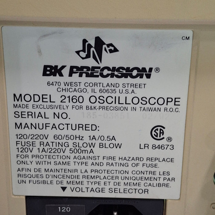 BK Precision BK Precision 2160 Oscilloscope Test Equipment reLink Medical