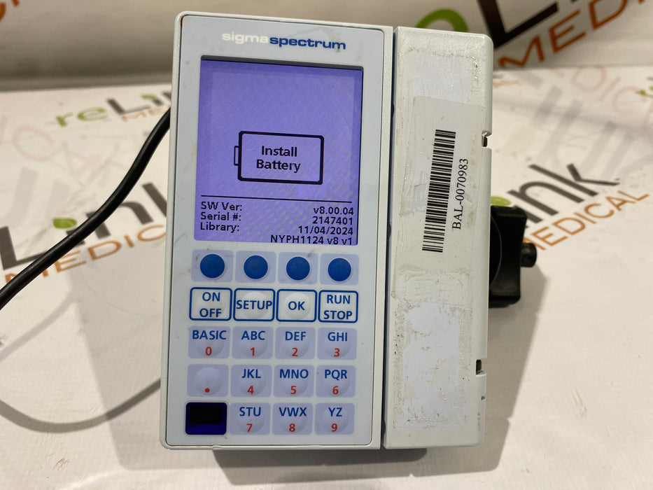 Baxter Sigma Spectrum 8.00.04 w/o Battery Infusion Pump