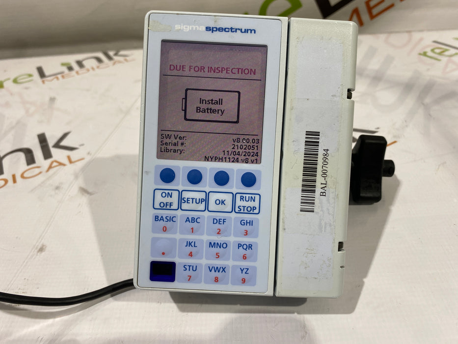 Baxter Sigma Spectrum 8.00.03 w/o Battery Infusion Pump