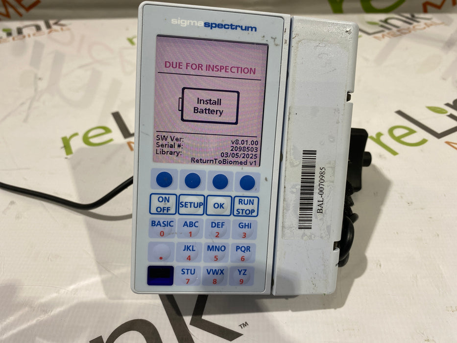 Baxter Sigma Spectrum 8.01.00 w/o Battery Infusion Pump
