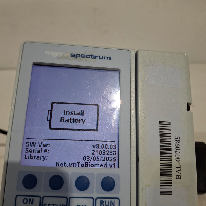 Baxter Sigma Spectrum 8.00.03 w/o Battery Infusion Pump