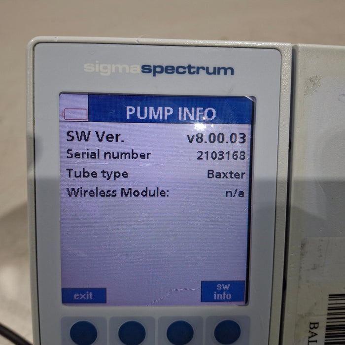 Baxter Sigma Spectrum 8.00.03 w/o Battery Infusion Pump
