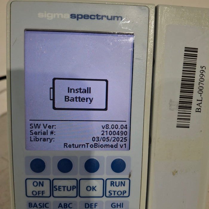 Baxter Sigma Spectrum 8.00.04 w/o Battery Infusion Pump