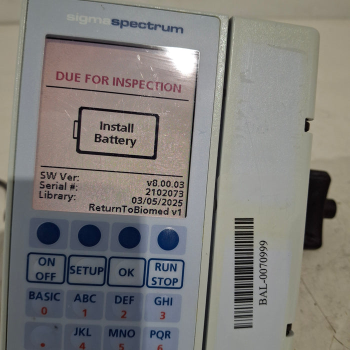 Baxter Sigma Spectrum 8.00.03 w/o Battery Infusion Pump