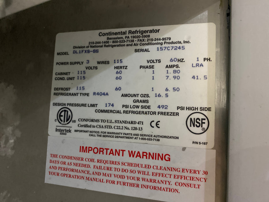 Continental Refrigerator Stainless Steel Refrigerator