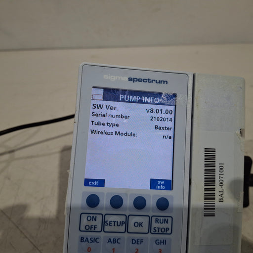 Baxter Baxter Sigma Spectrum 8.01.00 w/o Battery Infusion Pump Infusion Pump reLink Medical
