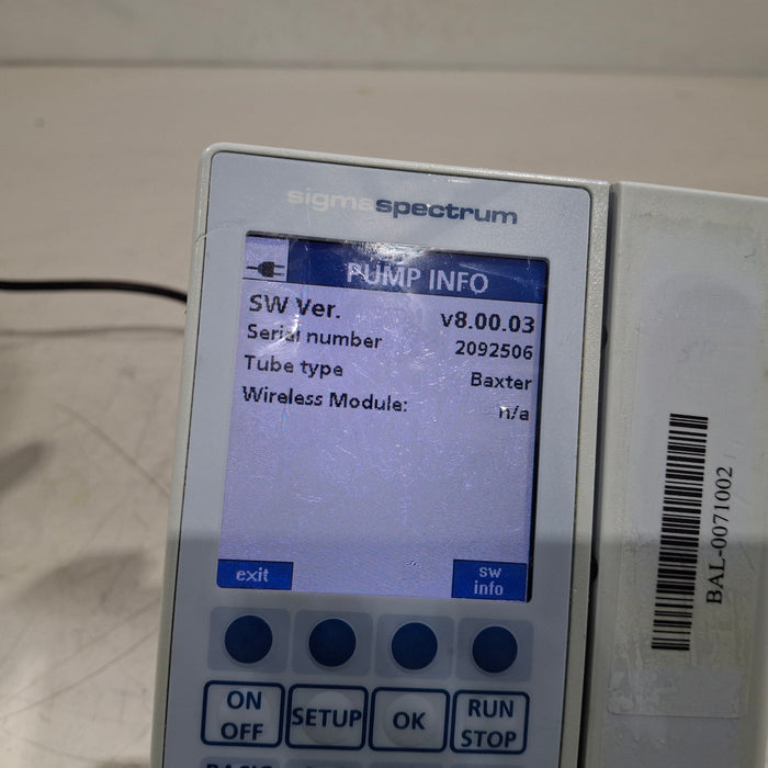 Baxter Sigma Spectrum 8.00.03 w/o Battery Infusion Pump