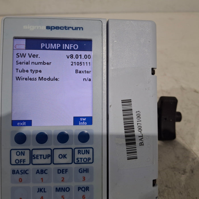 Baxter Sigma Spectrum 8.01.00 w/o Battery Infusion Pump