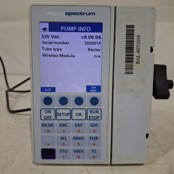 Baxter Sigma Spectrum 8.00.04 w/o Battery Infusion Pump