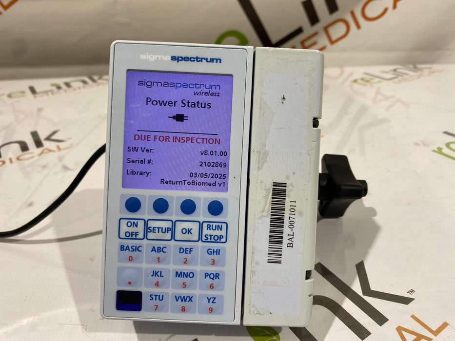 Baxter Baxter Sigma Spectrum 8.01.00 w/o Battery Infusion Pump Infusion Pump reLink Medical