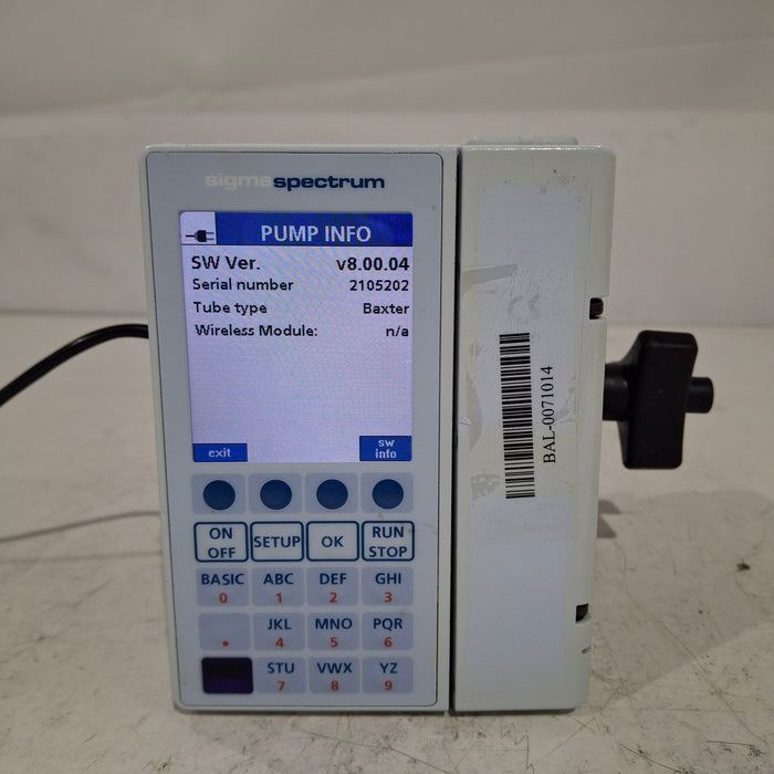 Baxter Sigma Spectrum 8.00.04 w/o Battery Infusion Pump