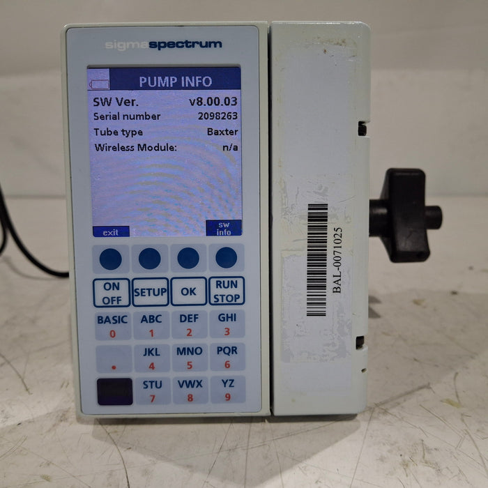 Baxter Sigma Spectrum 8.00.03 w/o Battery Infusion Pump